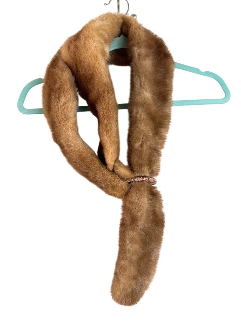 Rhomberg Fur Scarf Pull Through O Ring Brown Tan Orange 40"